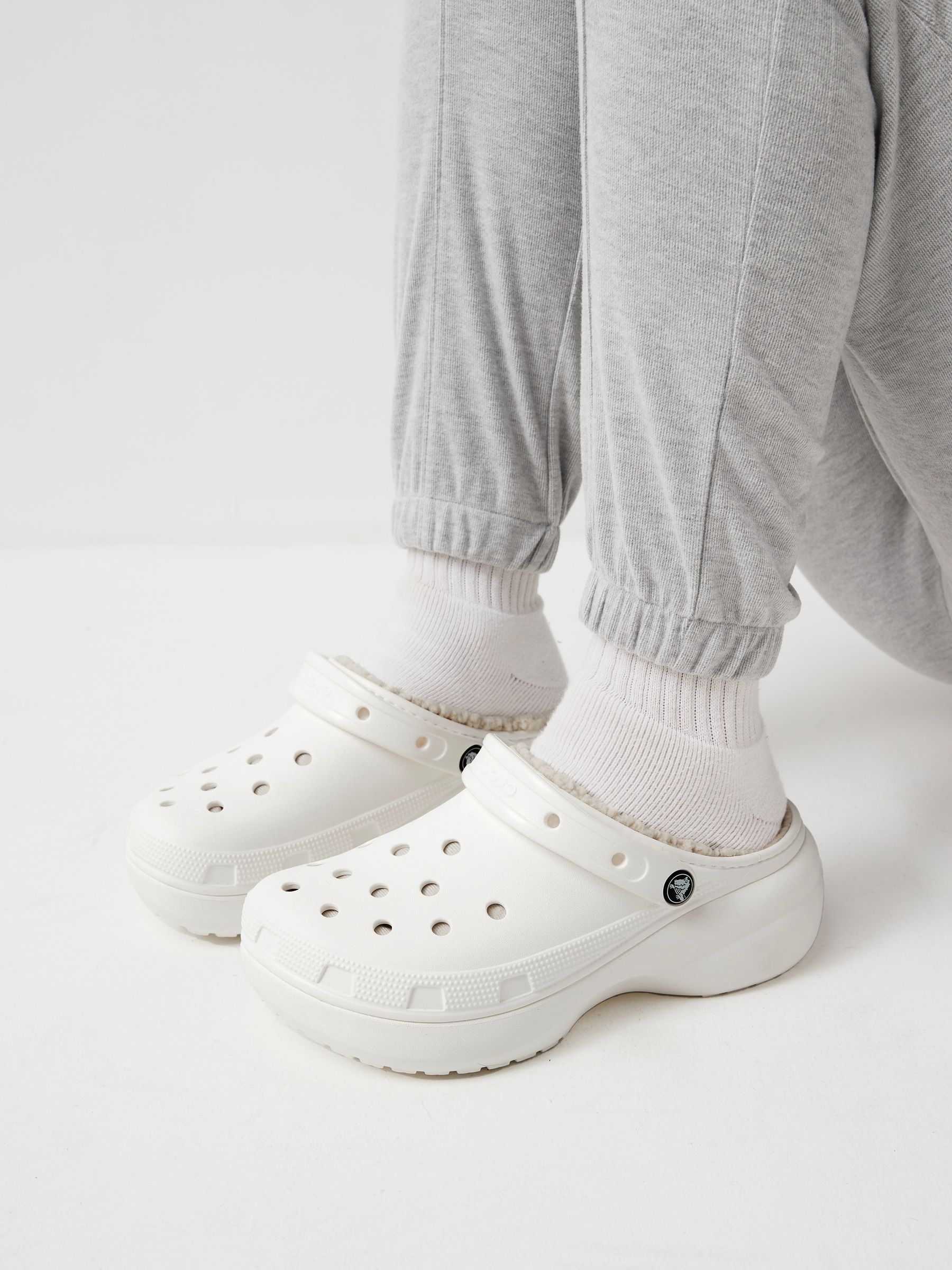White classic lined crocs cheap