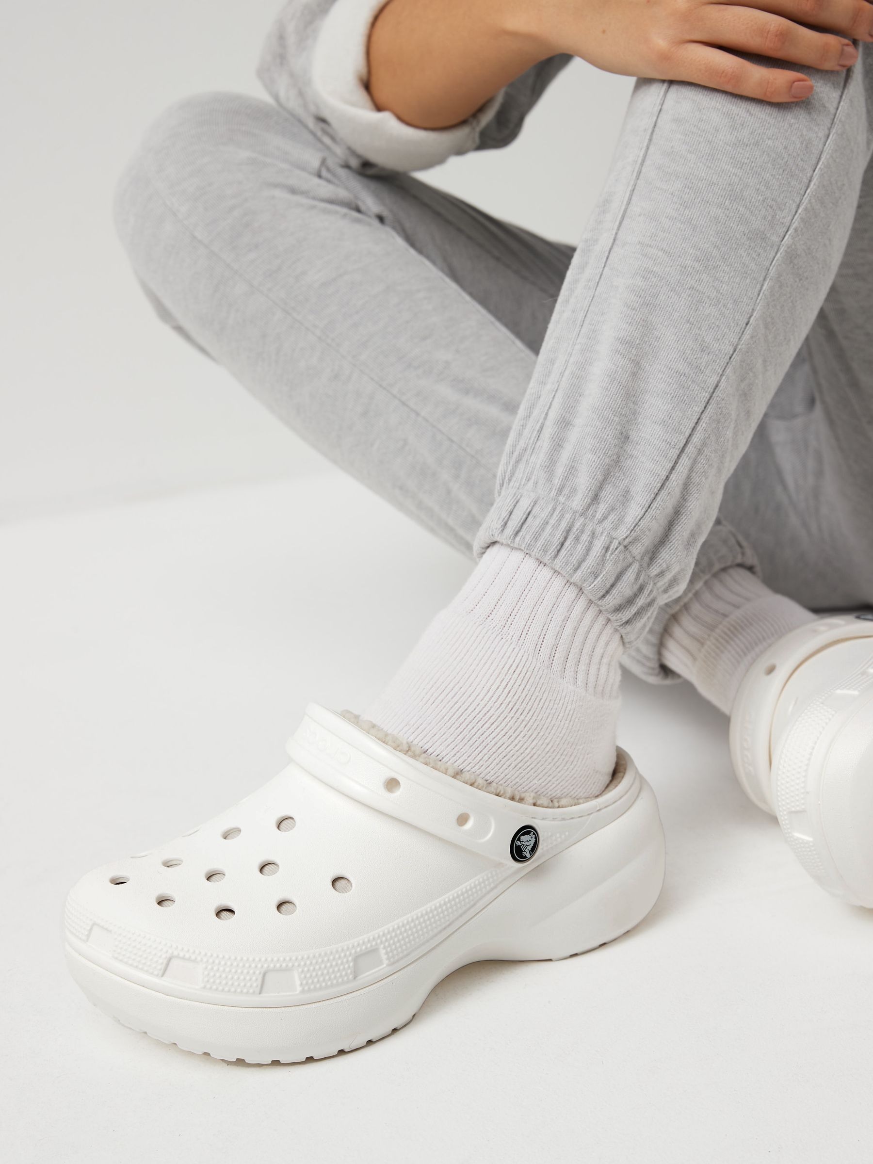 Buy Crocs Classic Fluffy Lined Platform White Clogs from Next Luxembourg
