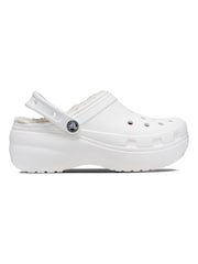 Białe chodaki Crocs Classic na platformie z puszystą wyściółką - Image 5 of 11