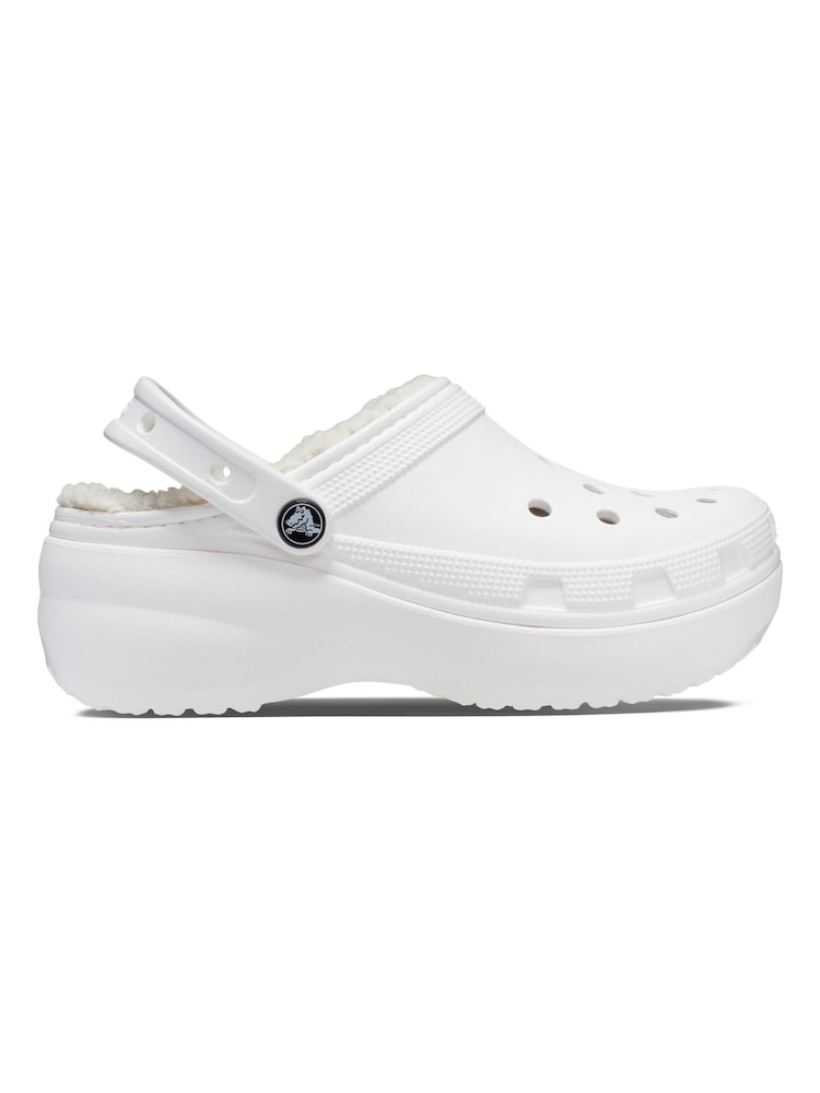 Białe chodaki Crocs Classic na platformie z puszystą wyściółką - Image 5 of 11