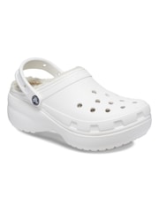 Białe chodaki Crocs Classic na platformie z puszystą wyściółką - Image 7 of 11