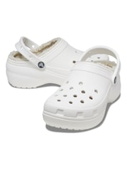 Białe chodaki Crocs Classic na platformie z puszystą wyściółką - Image 9 of 11