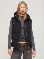 Superdry Black Everest Hooded Puffer Gilet - Image 1 of 10