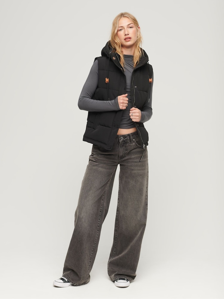 Superdry Black Everest Hooded Puffer Gilet - Image 2 of 10