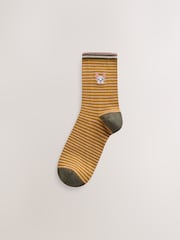 Novelty Dogs - Embroidered Motif Stripe Ankle Socks 4 Pack - სურათი 3 7-დან