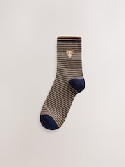 Novelty Dogs - Embroidered Motif Stripe Ankle Socks 4 Pack - სურათი 5 7-დან
