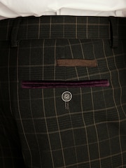 Green Slim Slim Fit Trimmed Check Suit Trousers - Image 5 of 9
