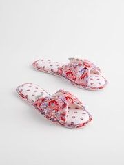 Cath Kidston Pink Ditsy Floral Bow Mule Slippers - Image 5 of 9