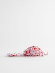 Cath Kidston Pink Ditsy Floral Bow Mule Slippers - Image 6 of 9