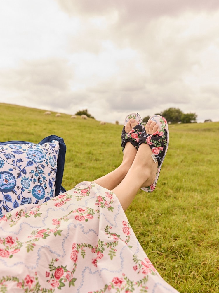 Cath Kidston Monochrome Bow Mule Slippers - Image 2 of 8