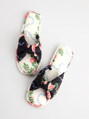 Cath Kidston Monochrome Bow Mule Slippers - Image 5 of 8