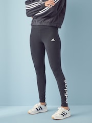adidas Black Essentials Linear Logo Leggings - Image 1 of 5