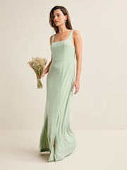 Sage Green Square Neck Bridesmaid Maxi Dress - Image 1 of 7