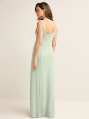 Sage Green Square Neck Bridesmaid Maxi Dress - Image 3 of 7