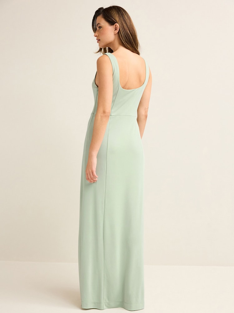 Sage Green Square Neck Bridesmaid Maxi Dress - Image 3 of 7