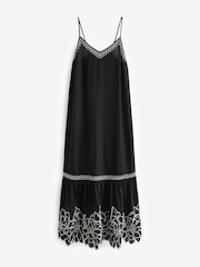 Black/Cream Embroidered Strappy Midaxi Summer Dress - Image 6 of 7