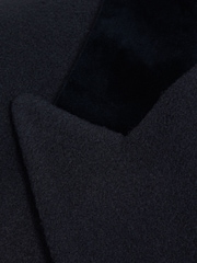 Reiss Navy Waffle Wool Double Breasted Velvet Coat - Image 6 of 6