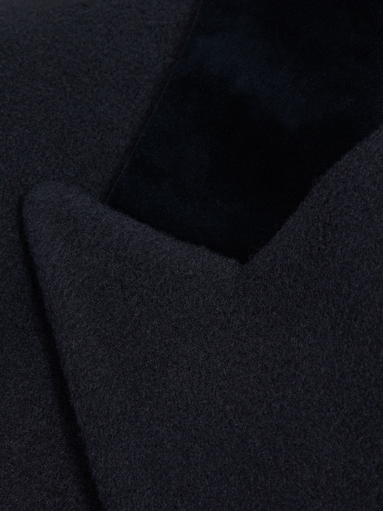 Reiss Navy Waffle Wool Double Breasted Velvet Coat - Image 6 of 6