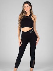 Pineapple Black Mesh Panel Crop Leggings - Image 1 of 6