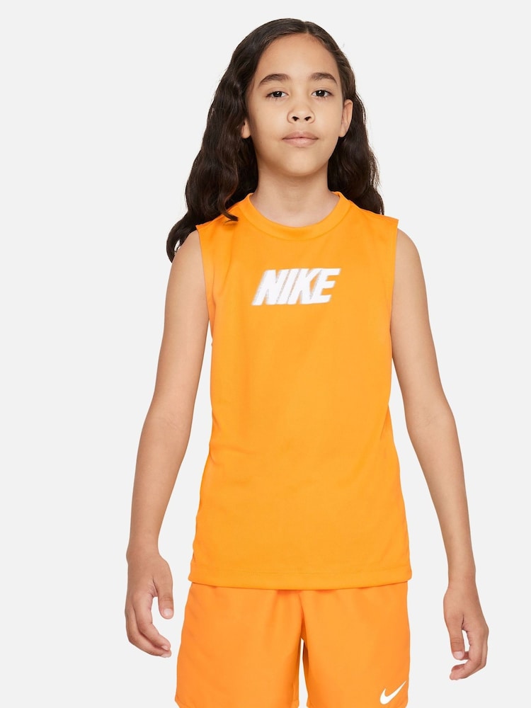 Nike Orange Dri-FIT Multi Sleeveless Training Vest Top - Image 1 of 4