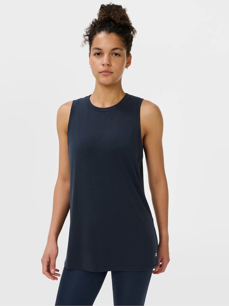 ブルー - Sweaty Betty Soft Flow Studio ロングライン タンクトップ - 画像 1 / 6