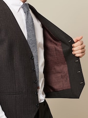 Brown Textured Wool Suit: Waistcoat - Image 4 of 4