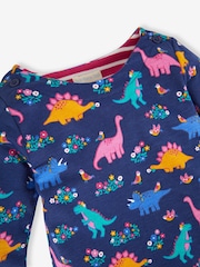 JoJo Maman Bébé Navy Blue Dino & Bird Girls' A-Line Dress - Image 3 of 4