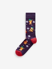 Christmas Pattern 5 Pack Christmas Novelty Socks - Image 4 of 5