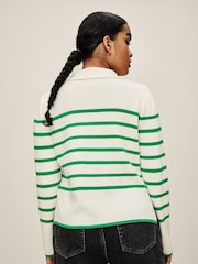 Ecru White Stripe Polo Collar Long Sleeve Jumper - Image 2 of 6