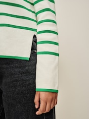 Ecru White Stripe Polo Collar Long Sleeve Jumper - Image 4 of 6