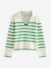 Ecru White Stripe Polo Collar Long Sleeve Jumper - Image 5 of 6