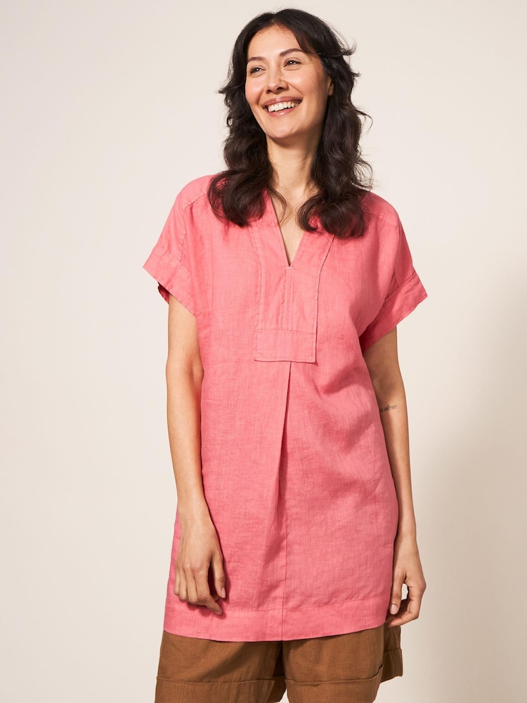 White Stuff Red Marianne Linen Tunic - Image 1 of 7