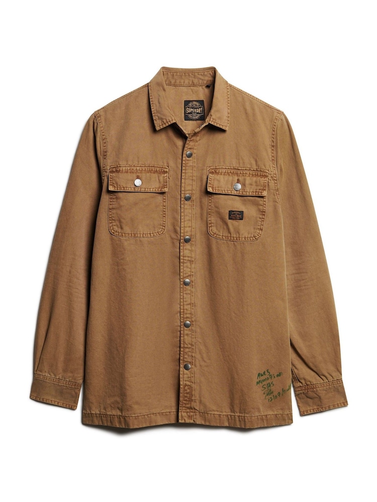 Superdry Brown Canvas Workwear Overshirt - Image 1 of 7