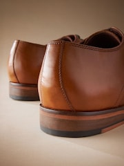 Tan Brown Regular Fit Signature Leather Plain Derby Shoes - Image 6 of 6