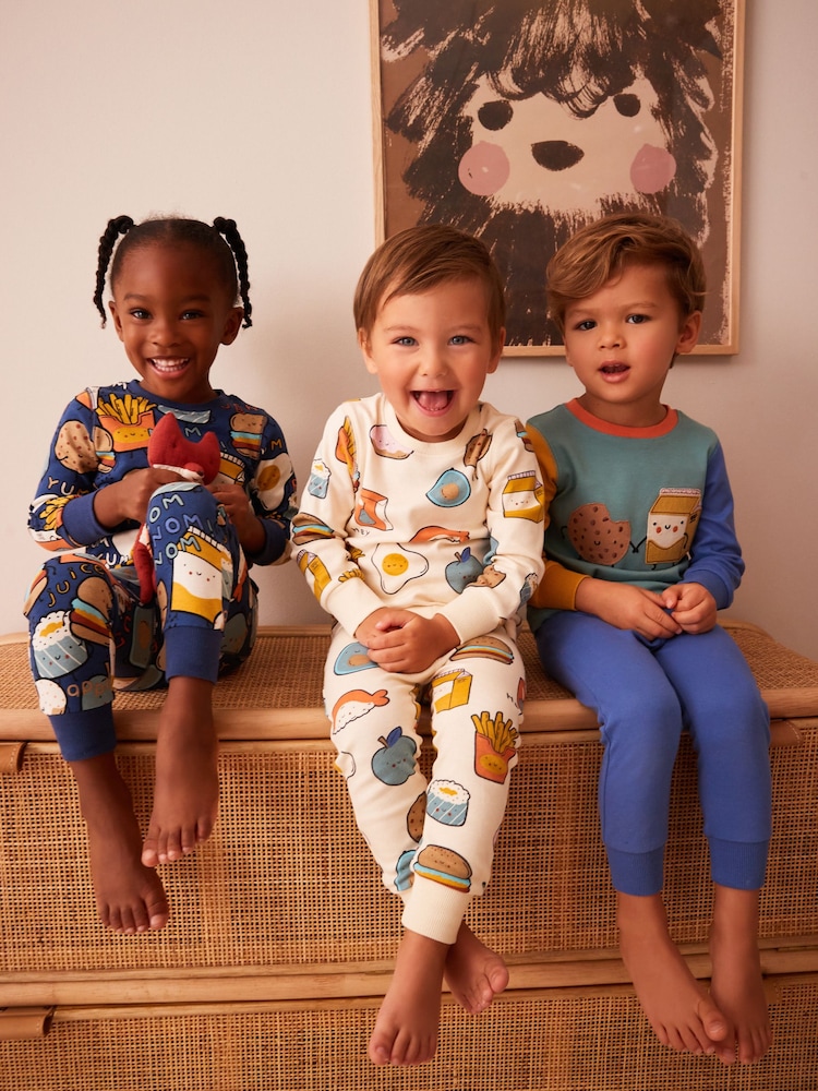 Blue/Green Food Snuggle Pyjamas 3 Pack (9mths-8yrs) - Image 1 of 13
