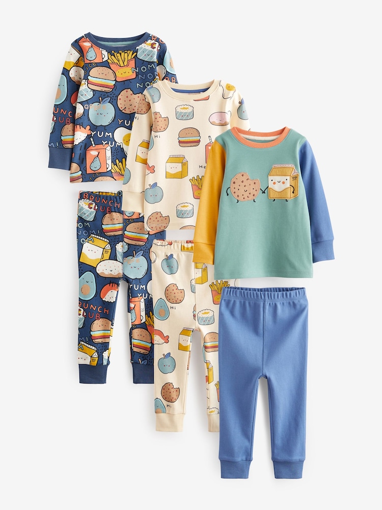 Blue/Green Food Snuggle Pyjamas 3 Pack (9mths-8yrs) - Image 4 of 13