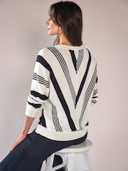 Pure Collection White Supima Cotton Stripe Chevron Jumper - Image 2 of 3