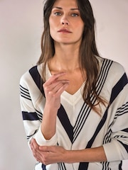 Pure Collection White Supima Cotton Stripe Chevron Jumper - Image 3 of 3