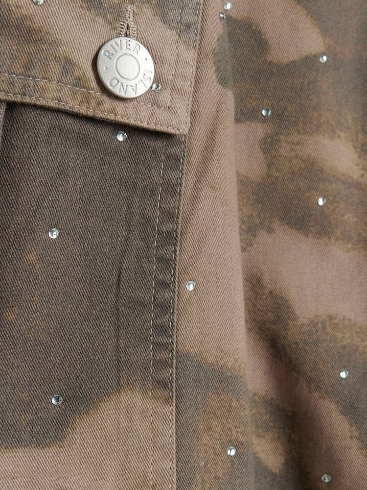 River Island Green Heatseal Cargo Camo Trousers - Image 4 of 4