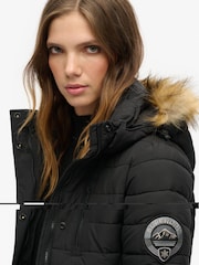 Superdry Black Fuji Hooded Mid Length Puffer Jacket - Image 4 of 7