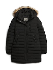 Superdry Black Fuji Hooded Mid Length Puffer Jacket - Image 5 of 7