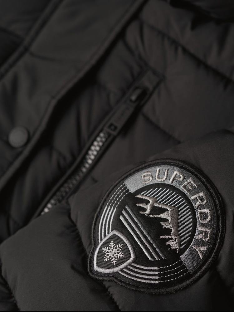 Černý - Superdry Fuji střední délky s kapucí a vatováním - Image 6 of 7