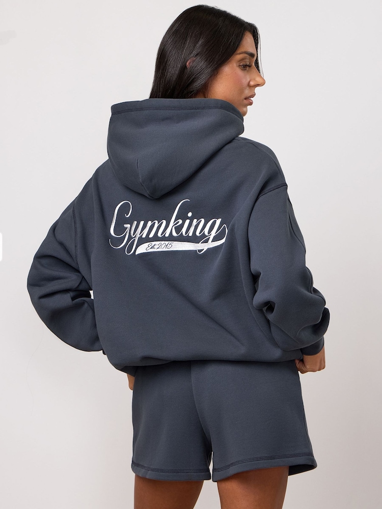 Gym King Blue Renew Flatlock Hoodie - Image 2 of 4 Gym King Blue Renew Flatlock Hoodie - Image 2 of 4