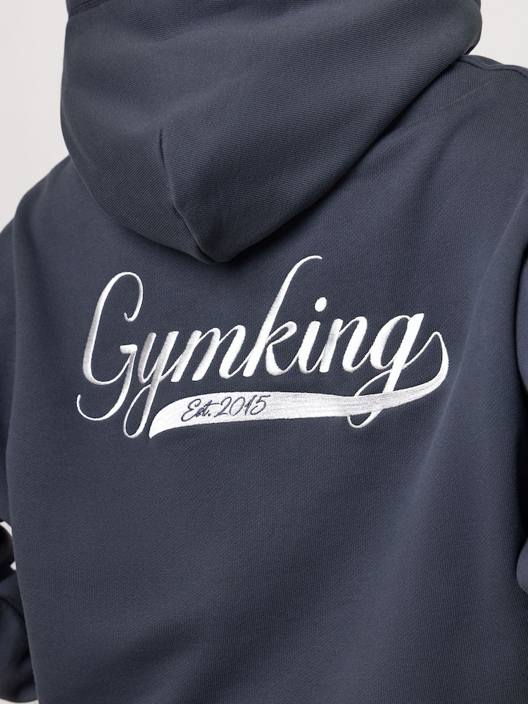 Gym King Blue Renew Flatlock Hoodie - Image 4 of 4 Gym King Blue Renew Flatlock Hoodie - Image 4 of 4
