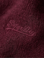 Superdry Red Essential Embroided Knitwear Henley Jumper - Image 2 of 2