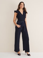 Phase Eight Blue Kallie Frill Jumpsuit - Image 1 of 6
