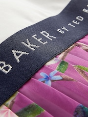 Baker by Ted Baker Plissiertes 2-in-1 Kleid mit Markensaum, Pflaumenlila - Bild 7 von 8