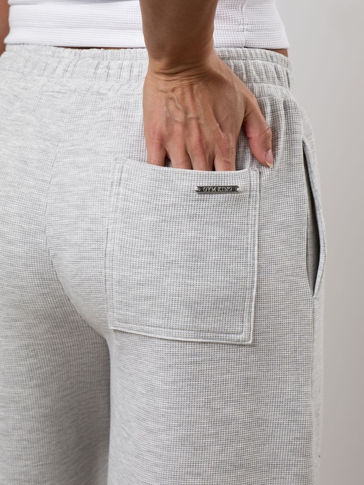 Gym King Grey Waffle Mid Rise Trousers - Image 4 of 4