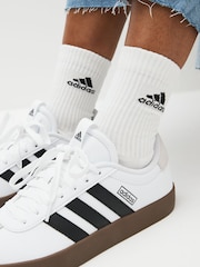 adidas White/Black VL Court 3.0 Trainers - Image 3 of 12