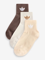 adidas Brown Mid Ankle Socks 3 Pack - Image 1 of 6